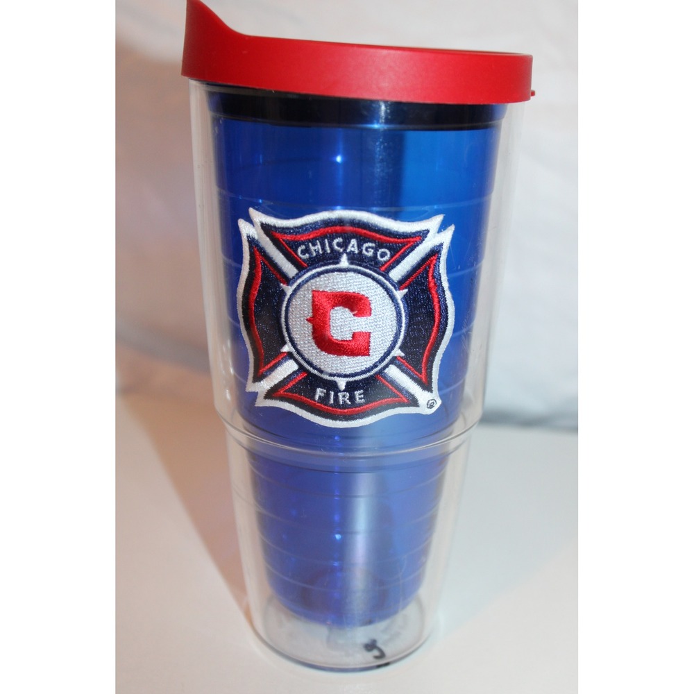 Tervis Chicago Fire MLS Insulated Tumbler 24oz Blue Red Soccer Travel Cup Lid